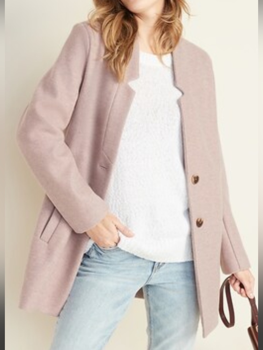 Old Navy Soft Brushed Button Front Coat Pink